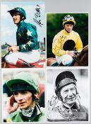 Collection of 26 signed photographs of many top Flat jockeys and trainers, in b&w or colour,