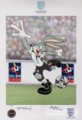 England 2006 FIFA World Cup Bid Bugs Bunny print, signed by artists Robert and Charles McKimson,