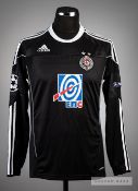 Milos Bogunovic black Partizan Belgrade No.19 jersey v Arsenal in the UEFA Champions League at