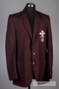 David Smith Surrey County Cricket Club blazer, 1970s, chocolate Winchester tergal and wool blazer