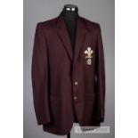 David Smith Surrey County Cricket Club blazer, 1970s, chocolate Winchester tergal and wool blazer