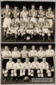 Two b&w press photographs of Wales v England, at Ninian Park on 20th October 1951, of teams taken