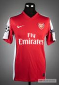 Eduardo red and white Arsenal No.9 home jersey v Olympiakos in the UEFA Champions League at Emirates