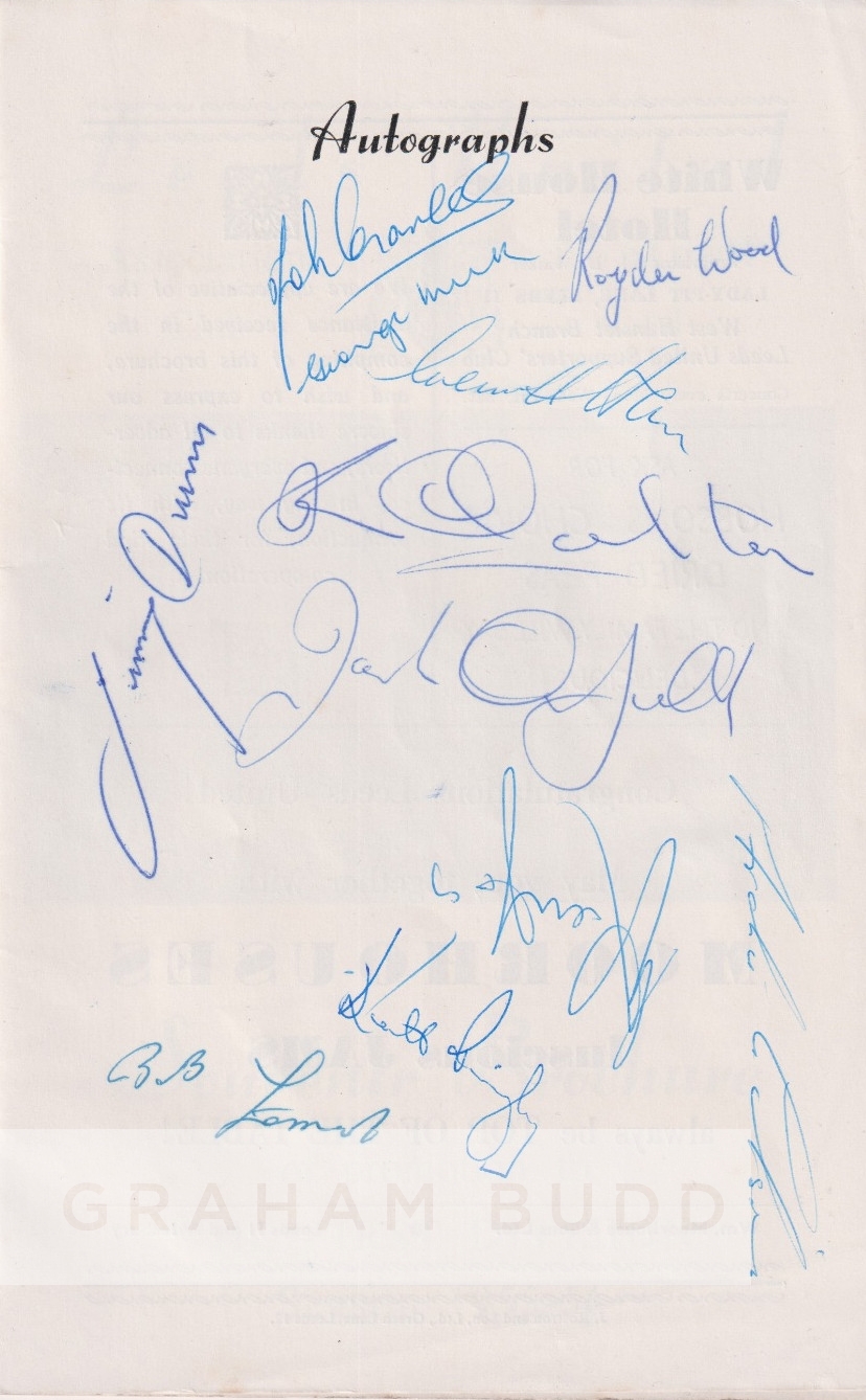 Leeds United 1955-56 signed souvenir brochure of promotion to the First Division, plain back - Image 2 of 2