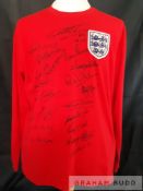 England 1966 World Cup winners signed home retro jersey, signed by 21 of the 22-man squad plus