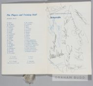 Signed Leeds United Celebration Dinner menu, held at The Cafe Royal, London, 11th April 1970, signed