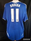 Didier Drogba signed blue Chelsea No.11 home replica jersey, season 2011-12 short-sleeved, signed to