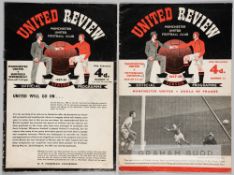 Signed Manchester United v Tottenham Hotspur programme, 30th November 1957, signed on internal pages