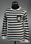 Black and white hooped Queen's Park jersey circa 1970, unnumbered, by Umbro, long-sleeved,