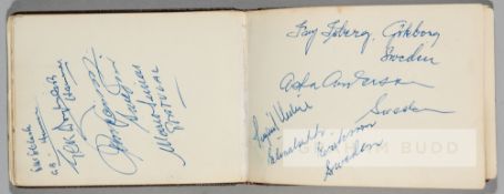 Autograph book covering the 1948 Olympic Games in London, signed by in ink on both sides of the