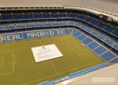 Large, hand crafted scale model of Real Madrid’s Bernabeu Stadium, as displayed within the Real