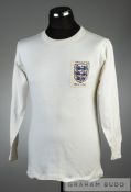 Jimmy Armfield white England No.2 jersey 1963, by Bukta, long-sleeved, embroidered three lions cloth
