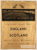 Inter-League England v Scotland programme, played at Molineux, Wolverhampton, 2nd November 1938,