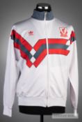 A white, red and grey Liverpool official player-issue Candy tracksuit zipped jacket, season 1989-90,