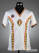 Marc Degryse white Belgium Intermediate level No.9 away jersey circa 1983, by Admiral, short-