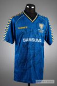 Team-signed blue Wimbledon FC No.9 home jersey from the season 1989-90 Centenary Season, by