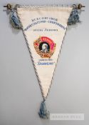 Official pennant presented by the Soviet Dynamo Sports Club to the Football Association 1950s, the