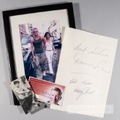 Legendary Manchester United players signatures,  including George Best signed b&w image of him,