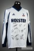 Chris Perry and squad signed white Tottenham Hotspur No.6 home jersey, season 2001-02, long-sleeved,