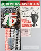 Original programme plus ticket and two 'Hurra Juventus' monthly magazines for the UEFA European