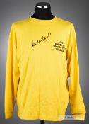 Gordon Banks signed yellow retro 1966 England World Cup winner jersey v West Germany, played at