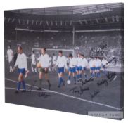 Manchester United 1968 European Cup winners signed part-colour canvas, featuring the teams