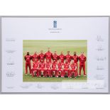 England Cricket team v Australia 2014 team signed photograph, 16 by 11in. signed in pencil by 15