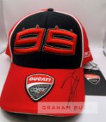 Jorge Lorenzo (SPA) signed Ducati cap and action photo, photo 8 by 10in. from his days at Yamaha