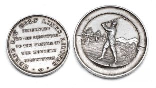 Large silver medal inscribed for Herne Bay Golf Club, hallmarked Birmingham 1904, the obverse with