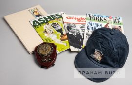 Yorkshire's cricketer Darren Gough benefit year memorabilia, 2001, comprising a navy cap DARREN