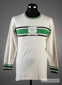 White Plymouth Argyle No.10 home jersey circa 1960s, by Bukta, long-sleeved, green and black hoops