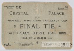 Scarce match ticket for the Derby County v Sheffield United F.A. Cup Final played at The Crystal
