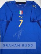 Alessandro Del Piero signed blue Italy No.7 World Cup 2006 replica jersey, signed in silver marker