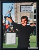 Seve Ballesteros signed colour photograph, featuring the legendary triple Open champion raising