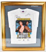 Oscar De La Hoya and Sugar Shane Mosley II double-signed on-site official merchandise T-shirt,
