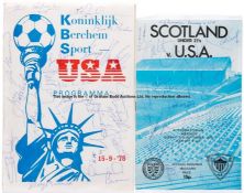 Two signed programmes for the USA national soccer team's Tour of Europe in 1978, v K. Berchem