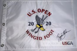 Bryson DeChambeau (USA) signed 2020 US Open winner's flag from Winged Foot Golf Club, with COA