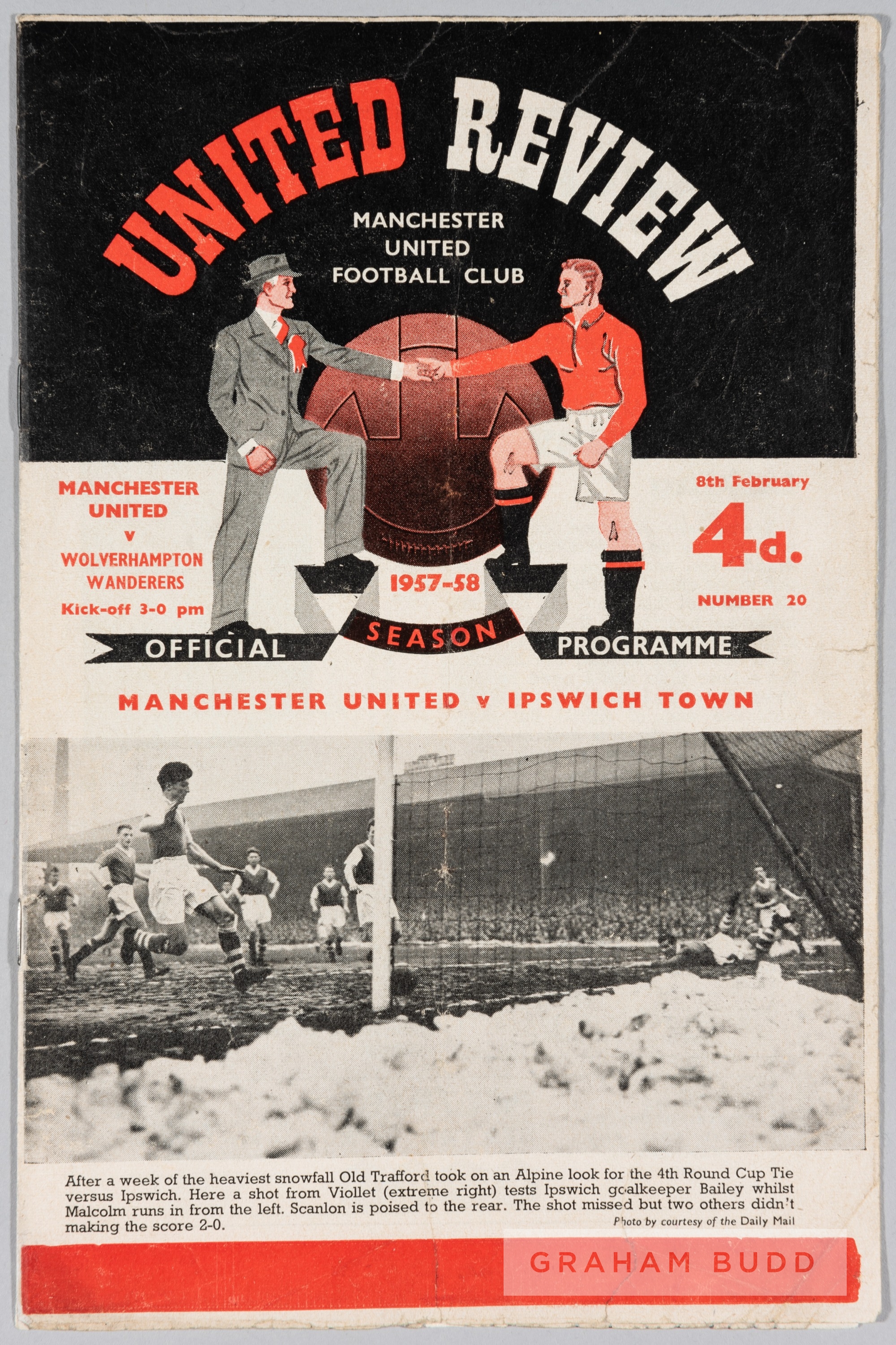 Programme (season issue No.20) for the postponed match at Old Trafford two days after the Munich
