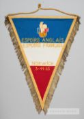 Official pennant presented by the French F.A. to the Football Association on the occasion of the U-