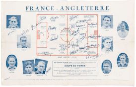 Team-signed match programme for the 1938 International friendly between France and England at