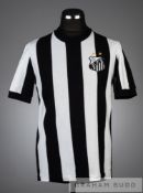 Pele black and white striped Santos FC No.10 home jersey, circa 1971, short sleeved with club