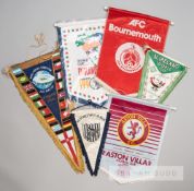 A group of six supporter's pennants, including signed examples, comprising a team signed West
