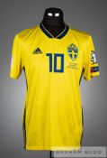 Emil Forsbeag yellow Sweden No.10 home jersey v Italy, played at Stadio Giuseppe Meazza on 13th
