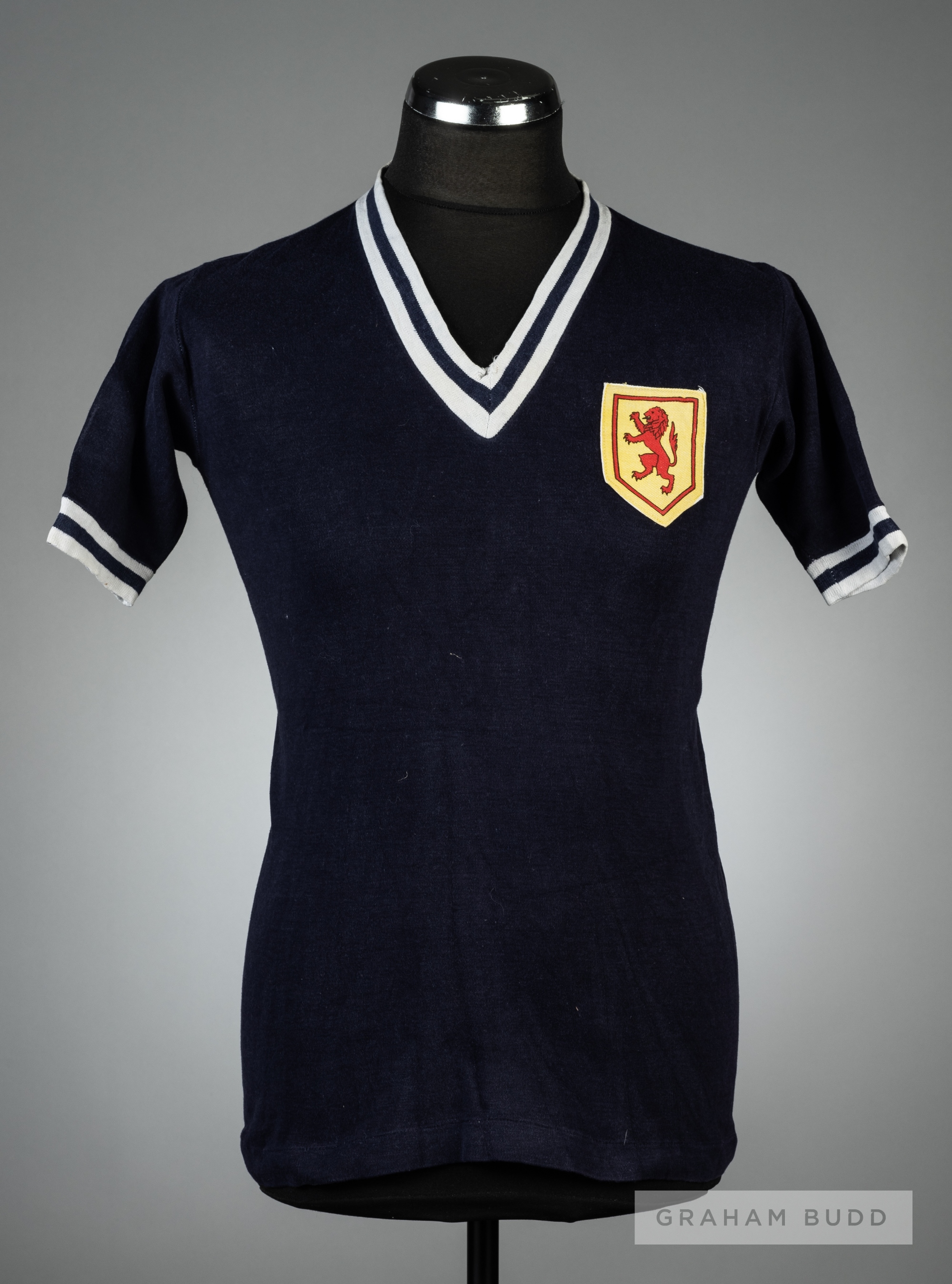 Blue Scotland No.7 jersey believed to be at Intermediate level, early 1960s, with neck label for