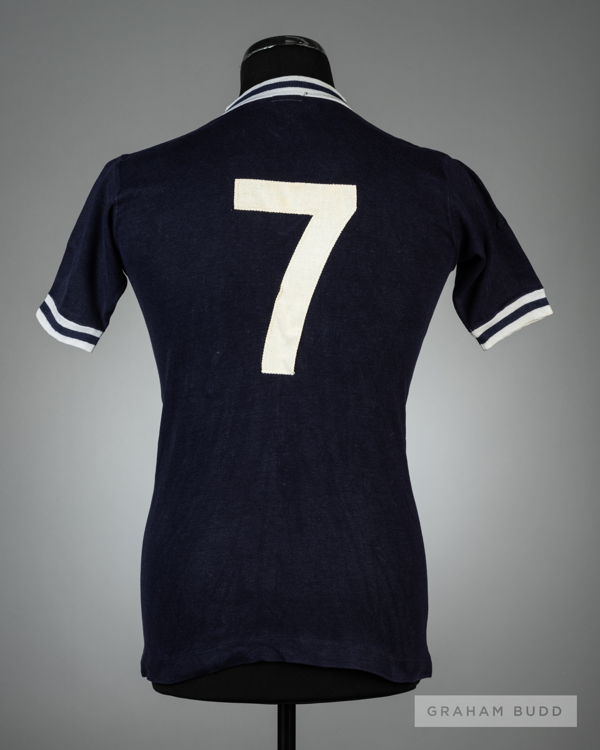 Blue Scotland No.7 jersey believed to be at Intermediate level, early 1960s, with neck label for - Image 2 of 2