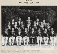Black and white team photograph of the 1965-66 MCC tour to Australia, with typed legend below and
