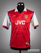 Multi signed red and white Arsenal home jersey, season 1998-99, short-sleeved, with club crest and