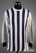 Blue and white striped West Bromwich Albion No.14 squad home jersey from the 1968-69 European Cup