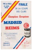 Match programme for the first European Cup Final, Real Madrid v Stade Reims, at Parc des Princes,