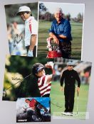 Five signed photographs of Golf Major Championships winners, signed in black and gold marker pen,